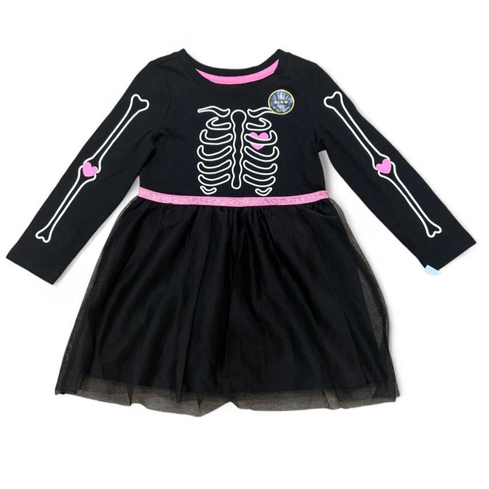 Spooky Skeleton Tulle Dress Glow-in-the-Dark Witchy Halloween Cat & Jack 3T